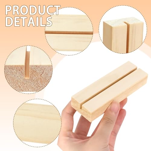 Image of 15Pcs 3.9x1.4 Inches Wood Table Number Stands, Wooden Place Card Holders, Acrylic Sign Holders for Wedding, Ceremony, Birthday, Party, Home Decoration, Events (3mm Slots)