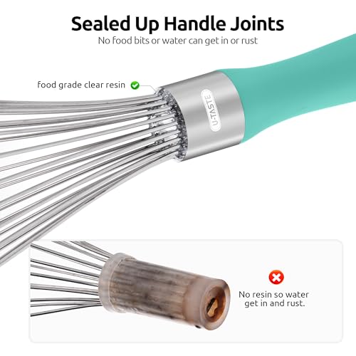 Image of U-Taste 18 /10 Stainless Steel Balloon Whisk for Kitchen Cooking with 8 Flex Wires (Aqua Sky), and 18 /8 Stainless Steel Measuring Coffee Scoop 2 tablespoon
