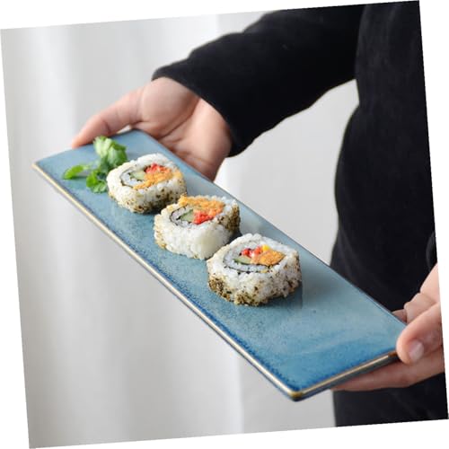 Plato rectangular de cerámica NUOBESTY azul miniatura 4