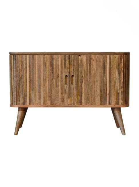 TGF Furniture Store Modern Wooden TV Stand Cabinet – Mid-Century Entertainment Center with Storage and Retro Slatted Design – Natural Wood Media Console for Living Room-image-11