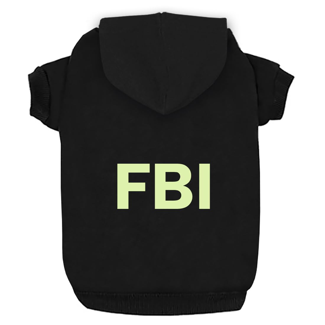 Izefia Dog Hoodie Dog Hoodies for Small Dogs Clothes FBI Pattern Fluorescent Reflective Strip Fleece Sweater Winter Sweat Shirt Warm Cotton Dog Hoodie for Small Dog Cat Black L