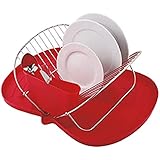 MSV ESCURRE Platos Plegable con Bandeja DE PLASTICO Rojo, 48x38x17 cm