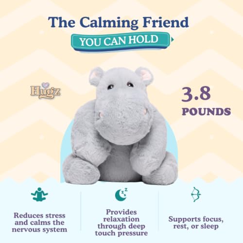 Image of Hugz Official Mochi The Hippo - Premium Weighted Stuffed Animal Plushie 3.8 lb for Adults & Kids - Microwavable - Heatable & Coolable - Super Soft Fur - Gift Ready Tube Packaging
