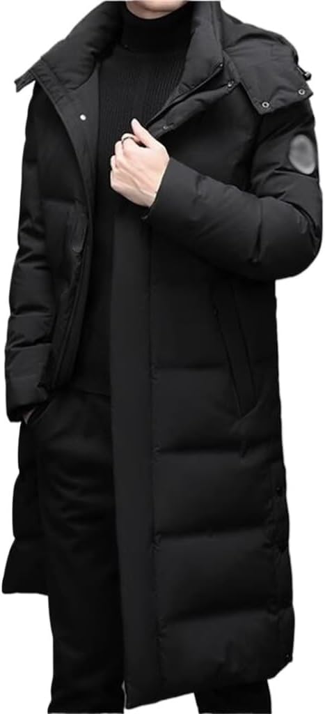 Over The Knee Down Jacket Male Winter Thick Warm White Duck Coat Men's Hooded Long