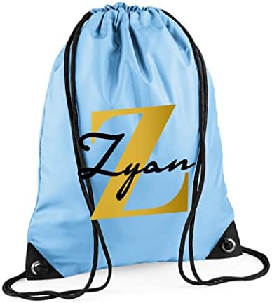 Personalised Initial Name Drawstring Bag, PE Kit School Sport Gym Swimming Kids Backpack Boys Girls Bag
