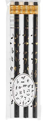 Crayons à papier avec gomme - symboles musique - Lot de 6 - Cadeau musique Cover