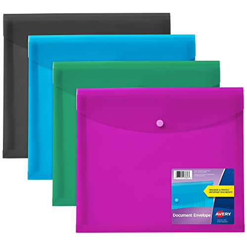Avery Document Holder Envelope, Holds 450 Letter/A4-Size Sheets, 4-Color 4-Pack (73556)