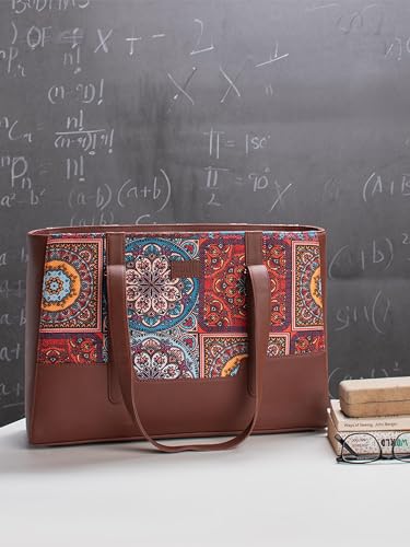 Image of ZOUK Handcrafted Vegan Leather Travel Tote Bag for Women with Multiple Compartments | Spacious Water-Resistant Shoulder Bag for Travel, Vacation, Day Trips |