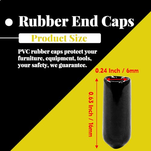 Image of Hordion 100Pcs 1 /4 Inch Rubber End Caps, 6mm Round Rubber Caps
