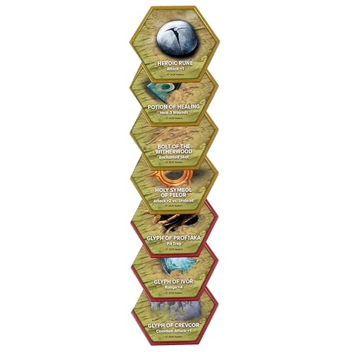 Renegade Game Studios - Pack de Glifos Heroscape, expansión estratégica con 33 miniaturas: 11 glifos permanentes, 5 temporales y 17 glifos de tesoro para juego de mesa táctico miniatura 4
