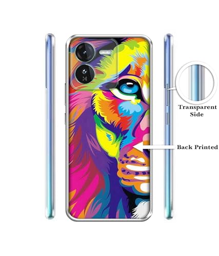 Image of Lion Design Printed Silicon Soft TPU Back Case Cover for iQOO Z9 5G, Multi Colour