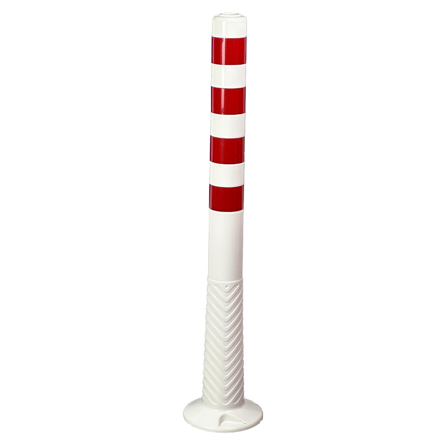 UvV-Reflex Absperrpfosten, Poller 75 oder 100 cm hoch, flexibel weiß, RA2B rote reflektierende Folie, selbstaufrichtend inkl. Befestigungsmaterial und Schrauböse (2, 100cm)