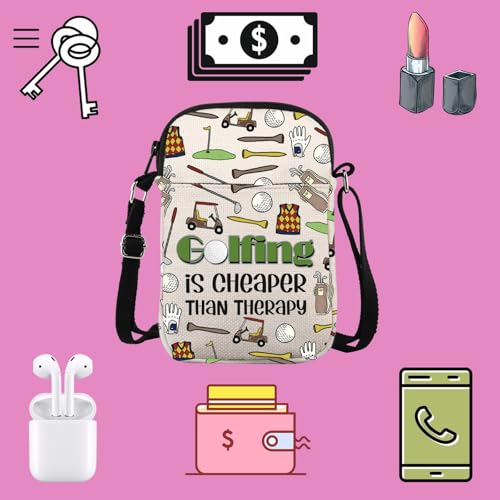 TSOTMO Golfer Player Gift Golfing Themed Gift Golfing Is Cheaper Than Therapy Crossbody Bag Golfer Memorial Gift3