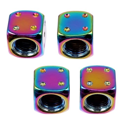 MERRYHAPY Tapones Cubre Válvula para Ruedas de Coche, 4 Piezas en Aleación Forma de Dado, Protección Eficaz contra Corrosión y Polvo, Adecuados para Uso en Carretera
