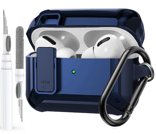 Image of Olytop for Airpods Pro 2 /1 Gen Case Cover with Lock (2019 /2022 /2023), Rugged Locking Case for Airpod Pro 2nd /1st Generation Shockproof Armor Protective Skin for Apple iPod Pro - Blue