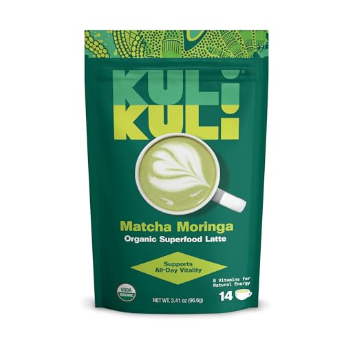Kuli Kuli Matcha Moringa Organic Superfood Latte – Matcha Green Tea Powder for Natural Caffeine & Antioxidants with Moringa and Lion’s Mane for Cognitive Support and Mental Focus