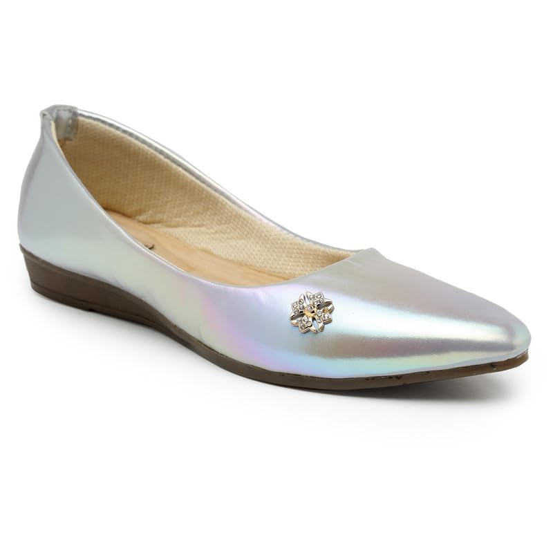 NATSHUZ Casual and Formal Comfortable Slip-on Flat Bellies for Womens and Girls for Fashion | Wedding | Party & Style (Silver, 7) (B0CQM7BGHQ) Amazon Price History, Amazon Price Tracker