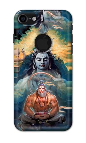 Image of Plastic Printfidaa Printed Hard Back Cover Case For Apple iPhone 7 Logo|iPhone 8 Logo Back Cover (Lord Shiva And Hanuma) -112,Multicolor