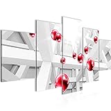 runa art - quadri sfera astratta 200 x 100 cm 5 pezzi xxl decorazione murale design rosso grigio 011551c