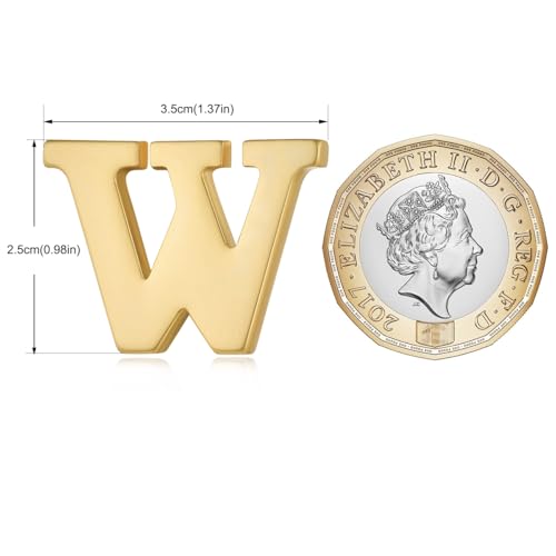 Image of HONEY BEAR Mens Womens Initial Alphabet Letter Lapel Pins Collar Badge Brooches for Business Wedding Graduation Gift Matte Gold 0.59 inches