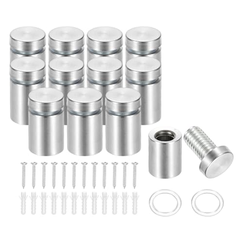 Image of PATIKIL 5 /8 inch x 1 inch Standoff Screws, 12 Pack Stainless Steel Wall Mount Sign Standoffs Mounting Hardware Advertising Nail for Hanging Acrylic Picture Frame, Silver