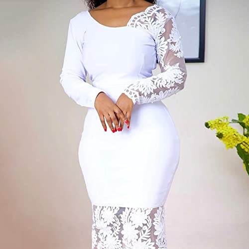 Cololura Women Elegant Floral Lace Patchwork Long Sleeve Evening Gown Party Cocktail Bodycon Dress4