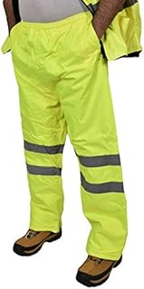 True Face Mens Hi Viz Trouser Padded Work Bottom High Visibility Safety Elasticated Over Pants Yellow Medium