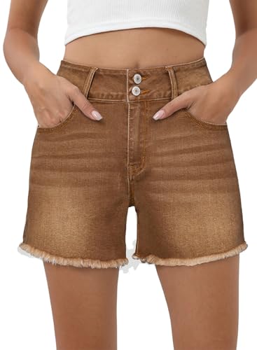 Sidefeel Women's Western Outfit Jean Shorts High Waisted Stretchy Button