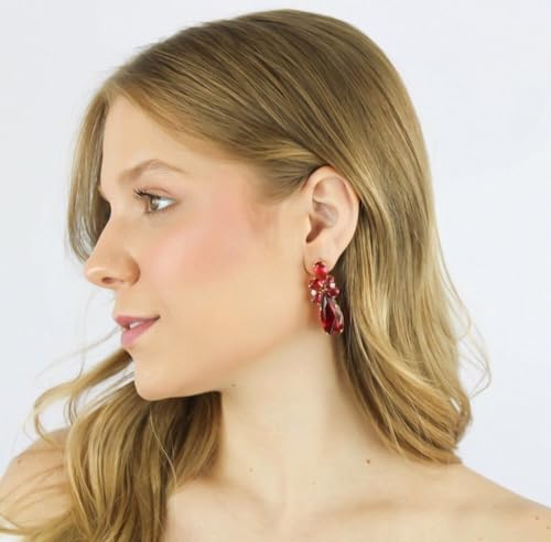 Claire Semijoias, Conjunto Cordão Pingente Brinco Festa Cristal Fúcsia Banhado