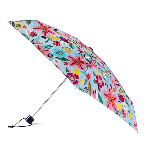kate spade new york Mini Travel Umbrella with Storage Sleeve, Compact for Backpack or Car (Safari Floral)