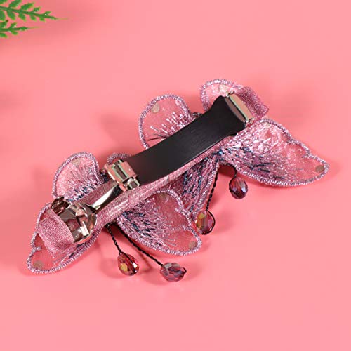 Leorx Butterfly Hair Clip Fancy Embroidery Butterfly Hair Clip Crystal Spring Hair Barrettes For Ladies (Pink) #TOP3