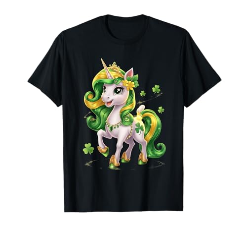 Cute Unicorn Shamrock St Patricks Day Lucky Girls Kids Gifts Maglietta