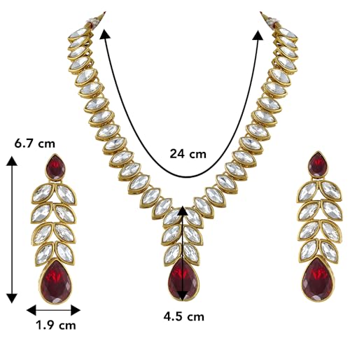 Image of Peora Traditional Crystal Necklace & Jewellery Set Gift for Women