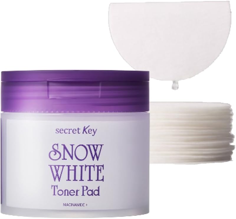 Secret Key Snow Glowing Toner Pads com Niacinamida, 80 unidades