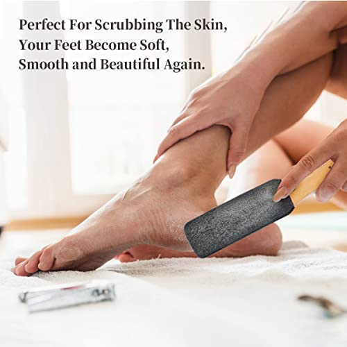 Pumice Stone Foot File, 2 Pack Callus Remover For Feet With Wooden Handle, Pedicure Foot Scrubber To Remove Dead Skin, Dry, Rough, Corns Skin Scraper #TOP3