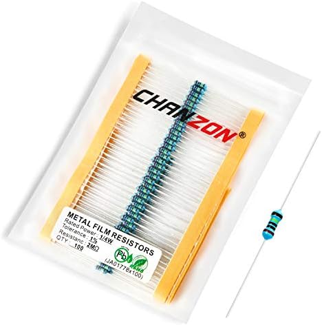 Chanzon 100pcs 1/4W (0.25W) 1 Ω ohm Metal Film Fixed Resistor 0.01 ±1% Tolerance 1R MF Through Hole Resistors Current Limiting Rohs Certificated