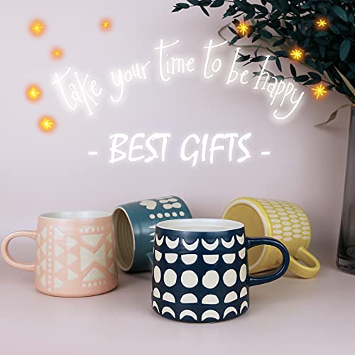 Youpeng Coffee Mugs Set Of 2, Large Coffee Mugs With Handle For Tea, Cocoa, Juice, Gift, 14 Ounce Coffee Cups Ceramic For Office And Home, Blue And Yellow #TOP6