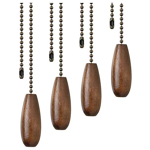 4 Pieces Ceiling Fan Chain Pulls Wooden Pull Chain Extension Pull Chain for Ceiling Light Lamp Fan Chain (Walnut Color)