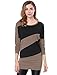 Allegra K Lady Batwing Sleeves Color Block Blouson Tunic M Light Coffee