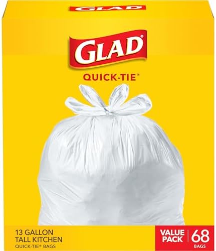 Glad Tall Kitchen Trash Bags 13 Gallon, Unscented Garbage Bags, Q...