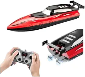 Barco de Controle Remoto de Alta Velocidade Recarregável com Motor Duplo para Piscinas e Lagos - VERDE