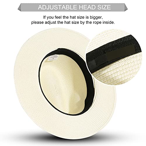 Lanzom Summer Beach Sun Hats For Men Foldable Floppy Travel Packable Staw Hat, Wide Brim Hat (Style B-Ivory White, Medium Size:fit For 22.5"-23") #TOP5