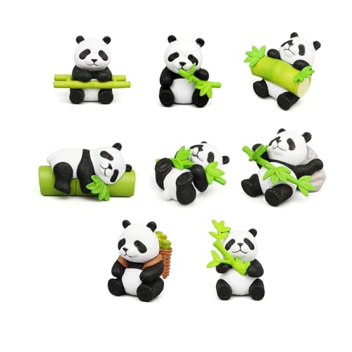 Eterspr 8 Modèle Animalier de Style Chinois, Modèle Mini Panda, Peut Être Utilisé comme Décoration pour la Maison, Le Balcon, Le Jardin, etc, ou comme...