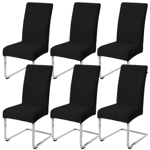 LANSHENG Stuhlhussen 6er Set, Waschbar Stuhlbezug Schwingstühle, Schwarz – Ansicht 1