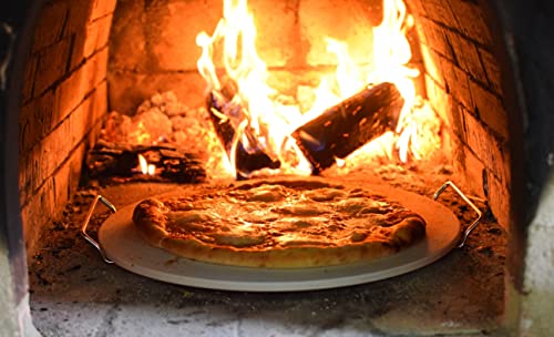 Kitchenstar Pizza Stone 16 Inch With Handles (Large) - Cordierite Baking Stone Set With Metal Rack & Plastic Scraper - High Temperature Resistant Ceramic Pizza Stones For Oven, Grill Or Smoker #TOP4