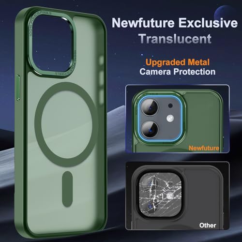 Newfuture Designed for iPhone 11 Case with Strong Magnetic [13 FT Military Drop Protection] [Compatible with Magsafe] Slim Translucent Matte Shockproof with Anti-Fingerprint Phone Case, Dark Green — view 4