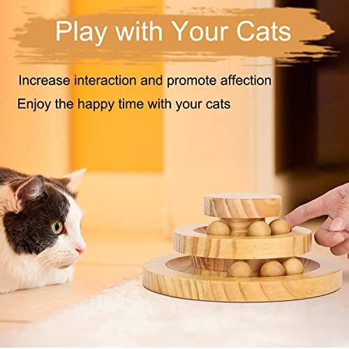 TSKDKIT Cat Toy Roller Exerciser Fun Cat Toy Indoor Pet Interactive Toy Bamboo Cat Ball Toy with Double Layer Rail, Teaser Cat Ball Toy for Kitten Puppy etc
