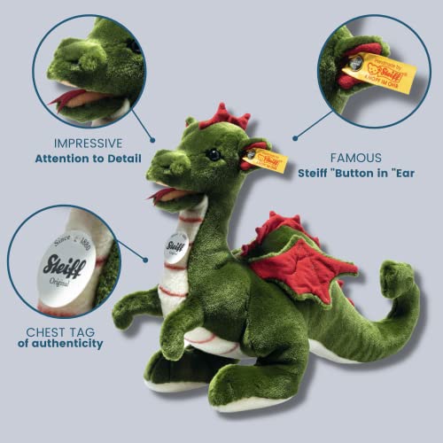 Steiff Rocky Dragon, Premium Dragon Stuffed Animal, Fantasy Animal Plush Toys, Plushy Toy For Girls Boys And Kids (Green & Red, 13") #TOP3