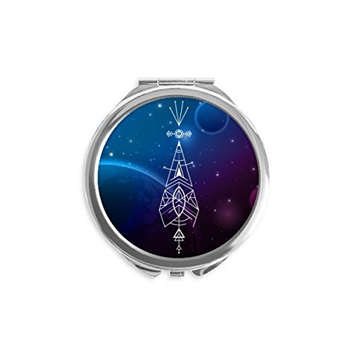 Miroir portable à la main alien géométrie totem rond multicolore cosmétique