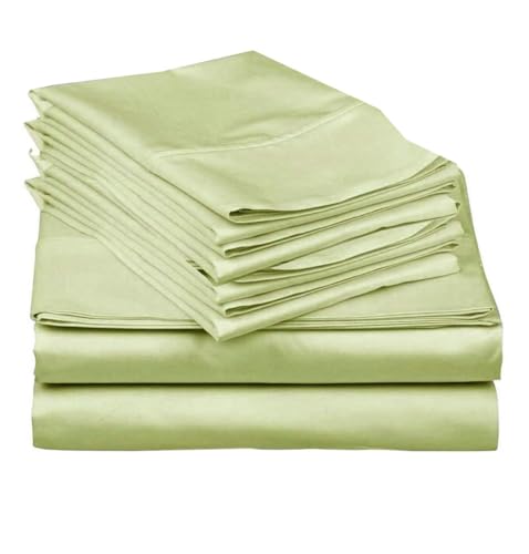 Mattress-Homes Queen Size Sheets Set 6 Pieces with 4 Pillowcases Comfy Cooling & Breathable Bed Sheets Hotel Luxury Bedding Set for Women, Men, Kids & Teens 6PCs Sage Solid